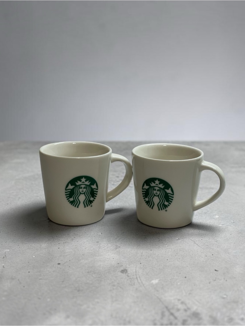 Starbucks White Ceramic Espresso Cups Set of 2 Demitasse Coffee Mugs